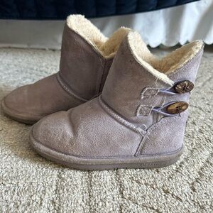 BearPaw Lavendar Suede Boots with Cream Lining